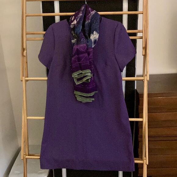 Silk Chiffon Oversized Shawl/Sarong. Multicolor Purple, Red, green & Blue print. - Picture 4 of 6